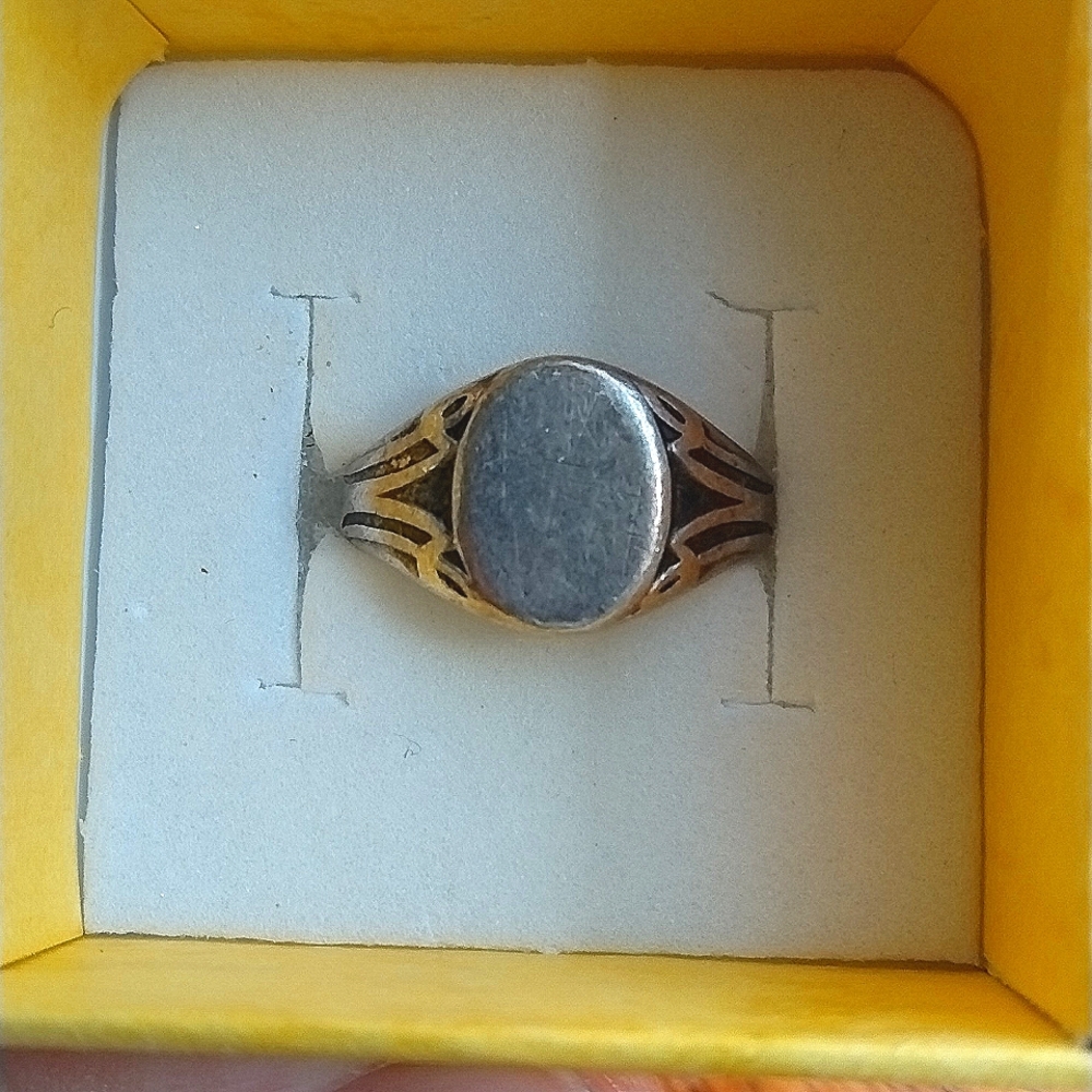 Victorian Marked 925 Silver Initial Ring - image 1
